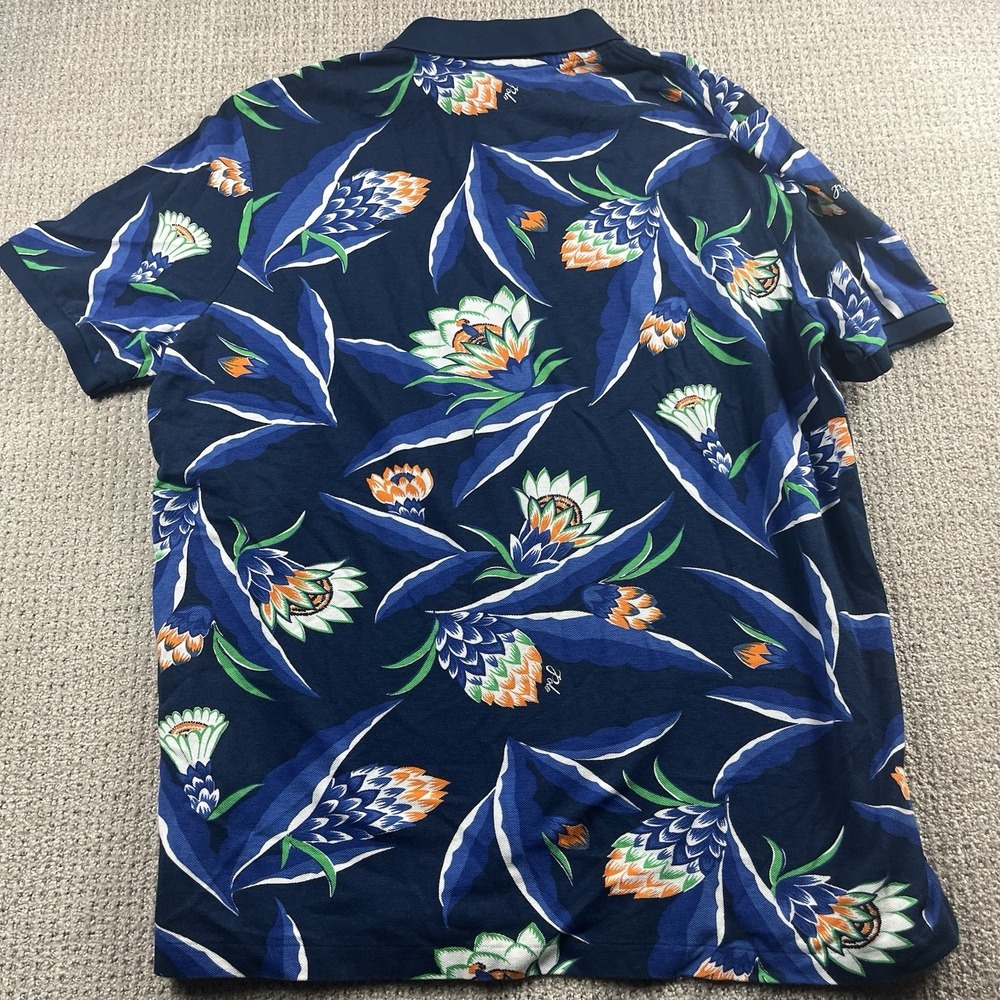 Polo Ralph Lauren Classic Fit Polo Shirt Mens XL Navy Floral Graphic NEW - Picture 9 of 10